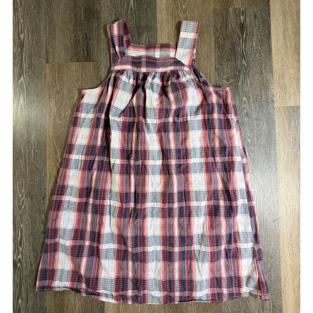 Universal Thread Plaid Dress Womens L Red White Blue Square Neck Shift Mini